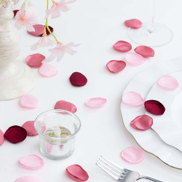 400-Pack Rose Petals Life-Like Flower Confetti Dusty Rose Mix Matte Silk Round - Decorative Event Table Scatters 2"