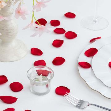 400-Pack Rose Petals Life-Like Flower Confetti Red Matte Silk Round - Perfect for Event Tables 2"