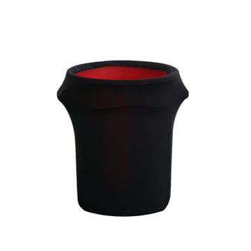 41-50 Gallons Black Stretch Spandex Round Trash Bin Container Cover