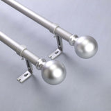 42-126inch Adjustable Curtain Rod Set, Silver, Round Finials