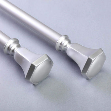 42"-126" Adjustable Curtain Rod Set, Silver, Teardrop Finials