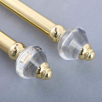 42"-126" Adjustable Metal Curtain Rod Set, Gold, Acrylic Designer Finials