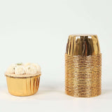 50 Pack Metallic Gold Foil Baking Cake Cups, 3oz Dessert Muffin Cupcake Liners