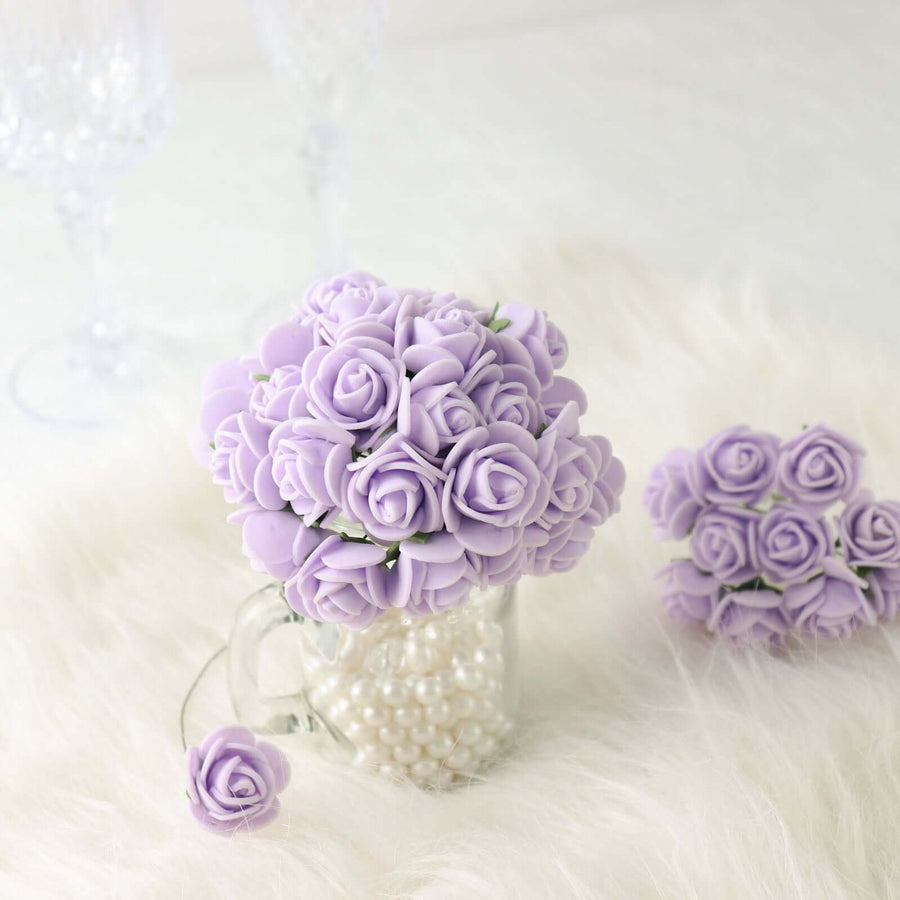 48 Roses | 1inch Lavender Lilac Real Touch Artificial DIY Foam Rose Flowers