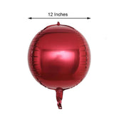 2 Pack | 12inches 4D Burgundy Sphere Mylar Foil Helium or Air Balloons