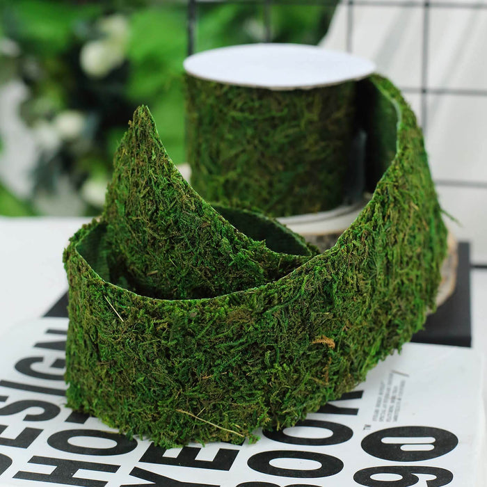 2" Wide | 4 Ft Green Preserved Moss Ribbon Rolls