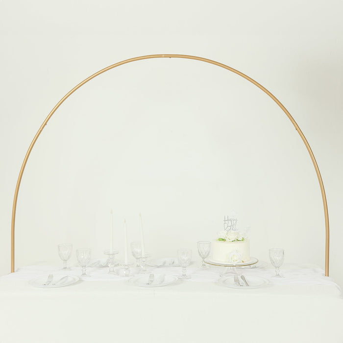 4ftx6ft Gold Metal Over-The-Table Rod Stand with Clamps, Round Top Balloon Arch Flower Stand