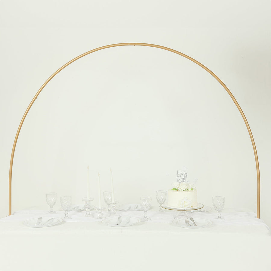 4ftx6ft Gold Metal Over-The-Table Rod Stand with Clamps, Round Top Balloon Arch Flower Stand