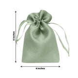 Light green satin drawstring bag, 6x4 inches, studio shot.