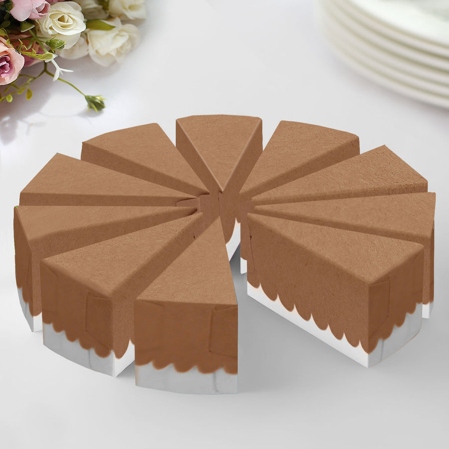 10 Pack | 5x3inches Natural/White Single Slice Triangular Paper Dessert Boxes, Single Cake Slice Box