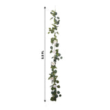  Artificial Eucalyptus Leaf Hanging Vines With 7 White Rose Flower Heads, Floral Greenery Table