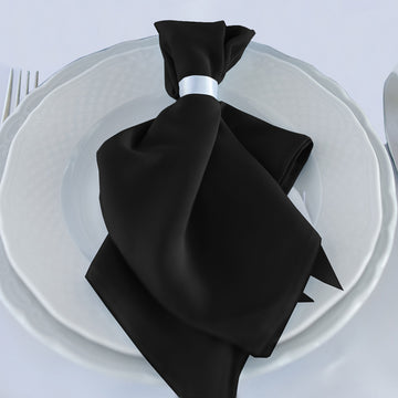 5 Pack Black Premium Scuba Cloth Napkins, Wrinkle-Free Reusable Dinner Napkins - 20"x20"