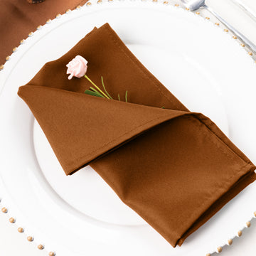 5 Pack | Cinnamon Brown Seamless Cloth Dinner Napkins, Reusable Linen | 20"x20"
