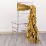5 Pack Gold Curly Willow Chiffon Satin Chair Sashes