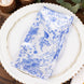 5 Pack White Blue Satin Cloth Dinner Napkins in French Toile Floral Pattern
