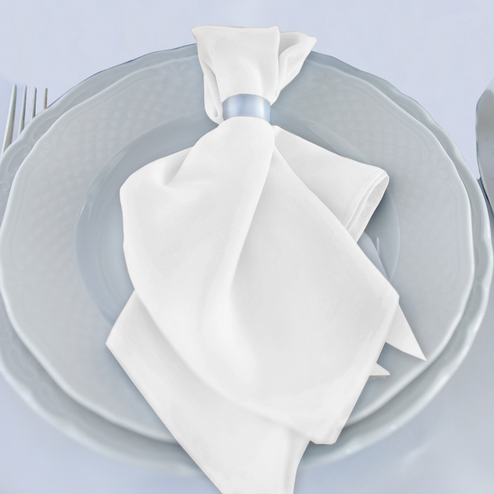 5 Pack Silver Striped Satin Cloth Napkins, Wrinkle-Free Reusable