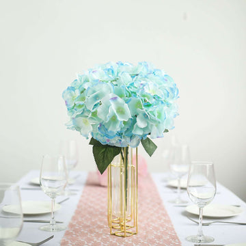 5 Bushes Baby Blue Artificial Silk Hydrangea Flower Bouquets