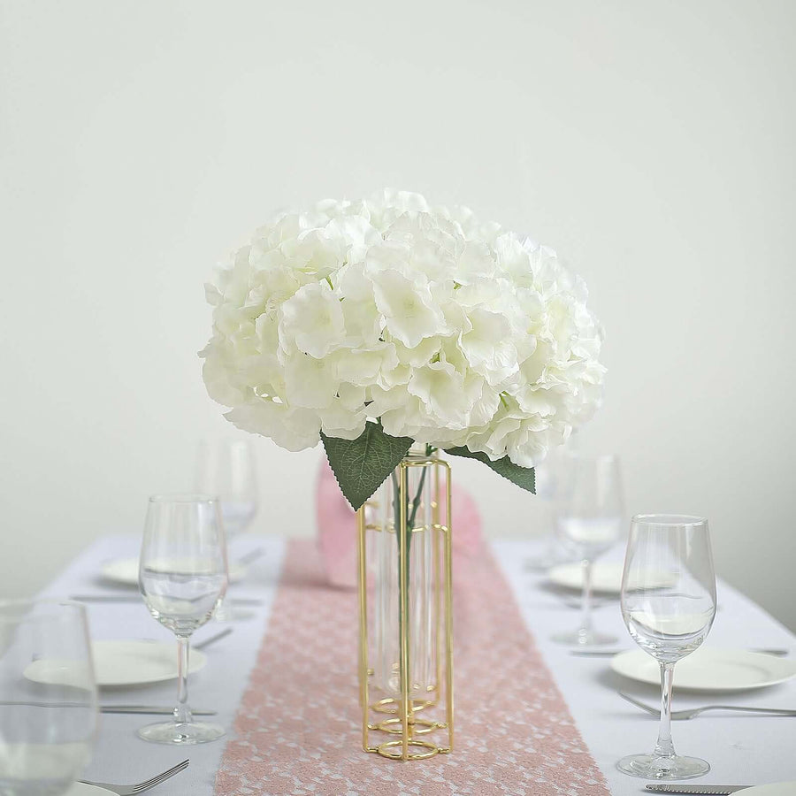 5 Bushes | Cream Artificial Silk Hydrangea Flower Bouquets