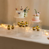 Set of 5 Acrylic Cake Stands Cylinder Design Round Clear - Display Risers for Events