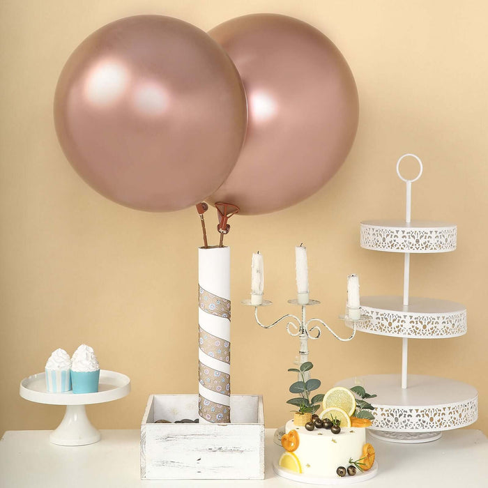 5 Pack | 18Inch Metallic Chrome Rose Gold Latex Helium/Air Balloons