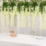 5 Pack | 44inches Cream Artificial Silk Hanging Wisteria Flower Vines