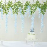 5 Pack 44inch Silk Hanging Wisteria Flower Garland Vines in Blue, Elaborated 3 Full Strands