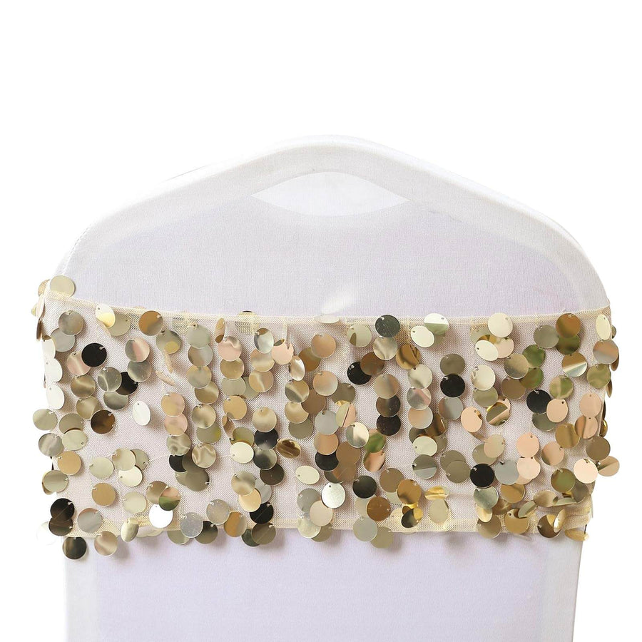 5 pack | Champagne | Big Payette Sequin Round Chair Sashes