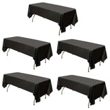 5 Pack Black Rectangle Plastic Table Covers, PVC Waterproof Disposable Tablecloths