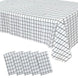 5-Pack Plastic Table Covers Black/White Grid Rectangle - Durable Checkered PVC Disposable Tablecloths 54"x108"