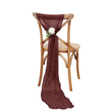 5 Pack | Burgundy Gauze Cheesecloth Boho Chair Sashes - 16inch x 88inch