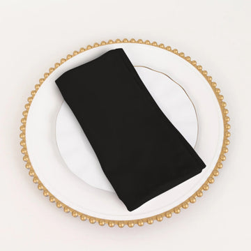 5 Pack Cotton Blend 20"x20" Napkins Black - Wrinkle-Resistant & Washable Dinner Napkins