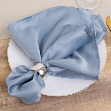 5 Pack Lamour Satin 20"x20" Napkins Dusty Blue - Soft Matte Finish Dinner Napkins