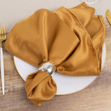 5 Pack Gold Lamour Satin Napkins - 20x20inch