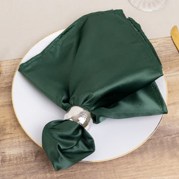 5 Pack Lamour Satin 20"x20" Napkins Hunter Emerald Green - Soft Matte Finish Dinner Napkinss