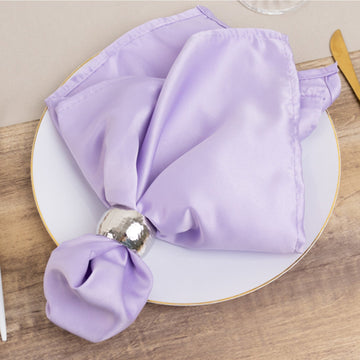 5 Pack Lamour Satin 20"x20" Napkins Lavender Lilac - Soft Matte Finish Dinner Napkins