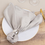 5 Pack Silver Lamour Satin Napkins - 20x20inch