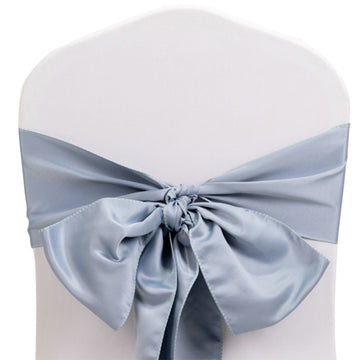 5 Pack Lamour Satin 6"x106" Chair Sashes Dusty Blue - Stylish Reusable Decorative Bows