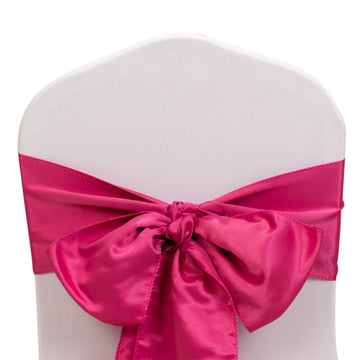 5 Pack Lamour Satin 6"x106" Chair Sashes Fuchsia - Stylish Reusable Decorative Bows