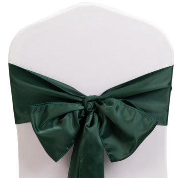 5 Pack Lamour Satin 6"x106" Chair Sashes Hunter Emerald Green - Stylish Reusable Decorative Bows