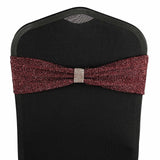 5 Pack | Burgundy Metallic Shimmer Tinsel Spandex Chair Sashes