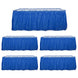 5 Pack Plastic Table Skirts Royal Blue Ruffled - Durable Disposable Skirts for Events 14ft