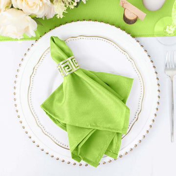 5 Pack Polyester 17"x17" Napkins Apple Green - Durable & Wrinkle Resistant Dinner Napkins