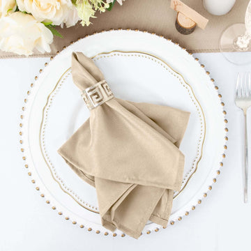 5 Pack Polyester 17"x17" Napkins Nude - Durable & Wrinkle Resistant Dinner Napkins