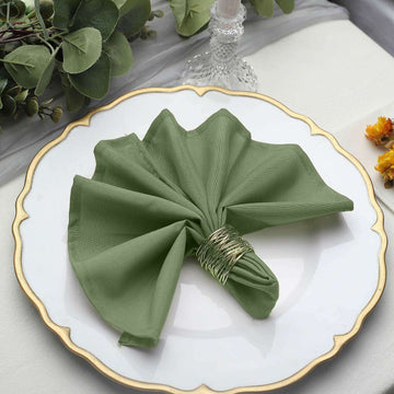 5 Pack Polyester 17"x17" Napkins Olive Green - Durable & Wrinkle Resistant Dinner Napkins