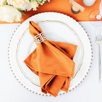 5 Pack Polyester 17"x17" Napkins Orange - Durable & Wrinkle Resistant Dinner Napkins