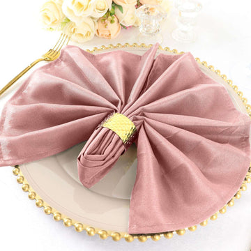 5 Pack Polyester 20"x20" Napkins Dusty Rose - Wrinkle Resistant & Easy Care Cloth Napkins