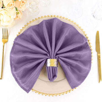 5 Pack Polyester 20"x20" Napkins Violet Amethyst - Wrinkle Resistant & Easy Care Cloth Napkins