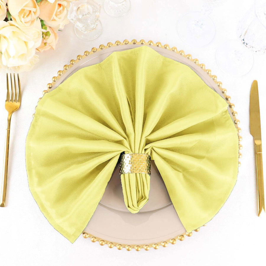 5 Pack Yellow Cloth Napkins with Hemmed Edges, Reusable Polyester Dinner Linen Napkins - 20"x20"