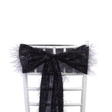 5 Pack Black Metallic Fringe Shag Tinsel Chair Sashes, Shimmery Polyester Chair Sashes