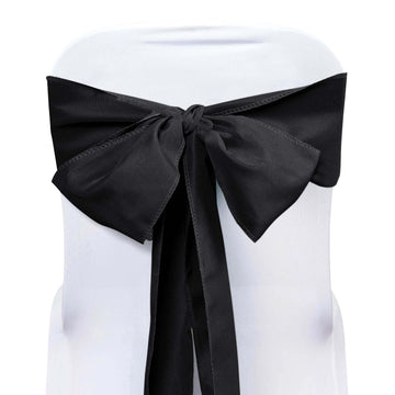 5 Pack Polyester Chair Sashes Black - Subtle Elegance for Special Occasions 6"x108"